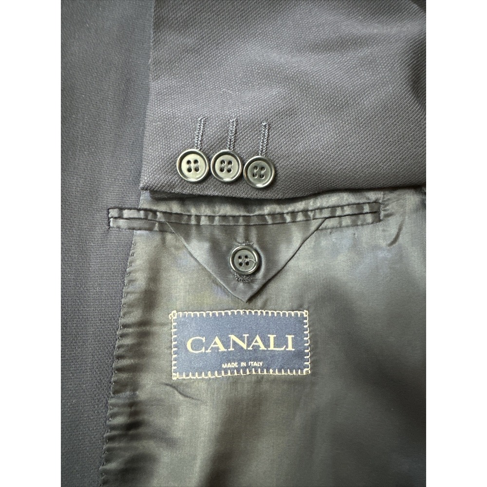 Men's 42 Long L CANALI Sport Coat Blazer Jacket Made In Italy Navy Blue 3 Button